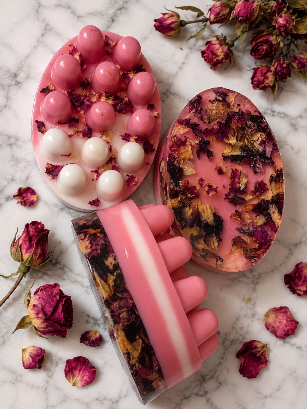Dripped in Rose petals massage soap bar